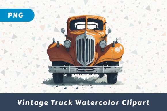 Download Vintage Truck Watercolor Clipart - Vintage truck Collection