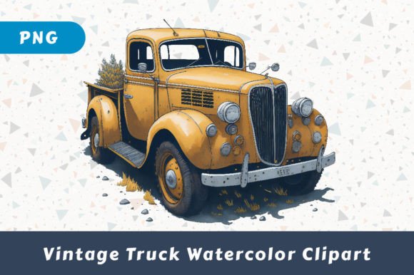 Download Vintage Truck Watercolor Clipart - Vintage truck Collection