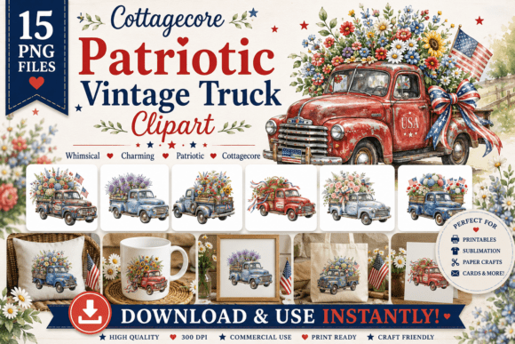 Download Cottagecore Patriotic Vintage Truck - Vintage truck Collection