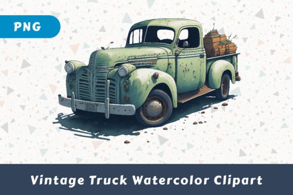 Download Vintage Truck Watercolor Clipart - Vintage truck Collection