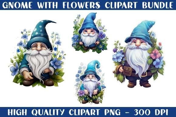 Download Gnome with Flowers Clipart Bundle - Premium Resources