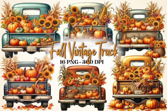 Download Watercolor Fall Vintage Truck Clipart - Vintage truck Collection