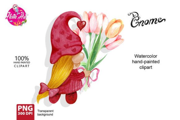 Download Watercolor Gnome with Flowers, Spring - Premium Bundle