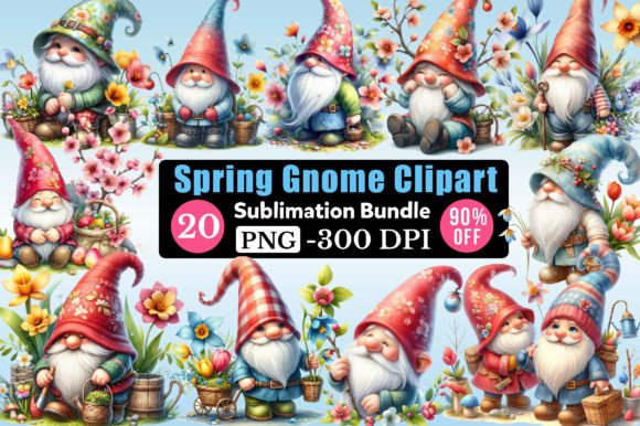 Download Watercolor Spring Gnome Clipart Bundle - Spring gnome clipart Collection